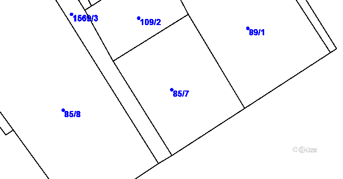 Parcela st. 85/7 v KÚ Široký Brod, Katastrální mapa