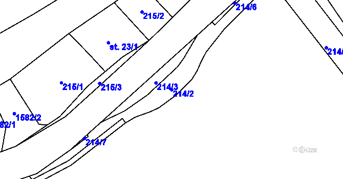 Parcela st. 214/2 v KÚ Široký Brod, Katastrální mapa
