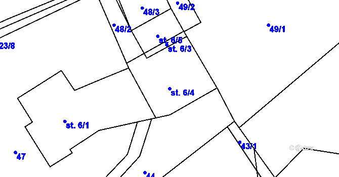 Parcela st. 6/4 v KÚ Široký Brod, Katastrální mapa
