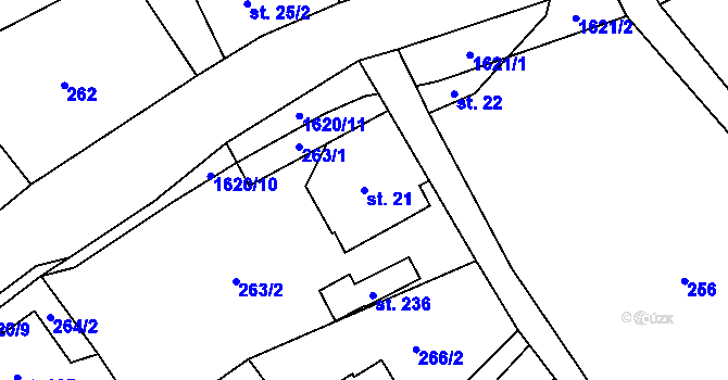 Parcela st. 21 v KÚ Široký Brod, Katastrální mapa