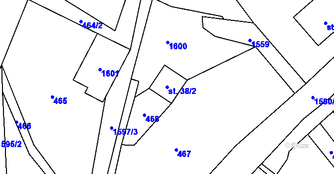 Parcela st. 38/2 v KÚ Široký Brod, Katastrální mapa