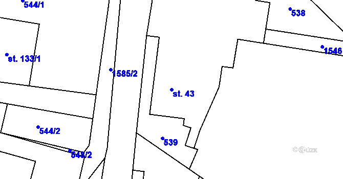 Parcela st. 43 v KÚ Široký Brod, Katastrální mapa