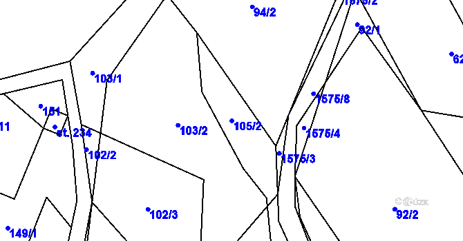 Parcela st. 105/2 v KÚ Široký Brod, Katastrální mapa