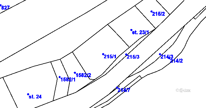 Parcela st. 215/1 v KÚ Široký Brod, Katastrální mapa
