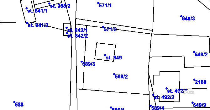 Parcela st. 849 v KÚ Mikulůvka, Katastrální mapa