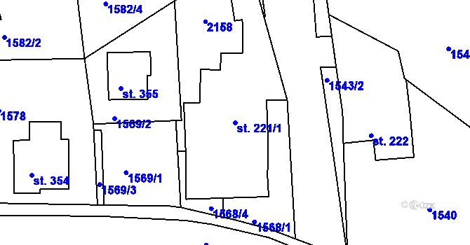 Parcela st. 221/1 v KÚ Mikulůvka, Katastrální mapa