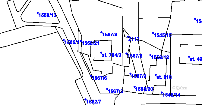 Parcela st. 784/3 v KÚ Mikulůvka, Katastrální mapa