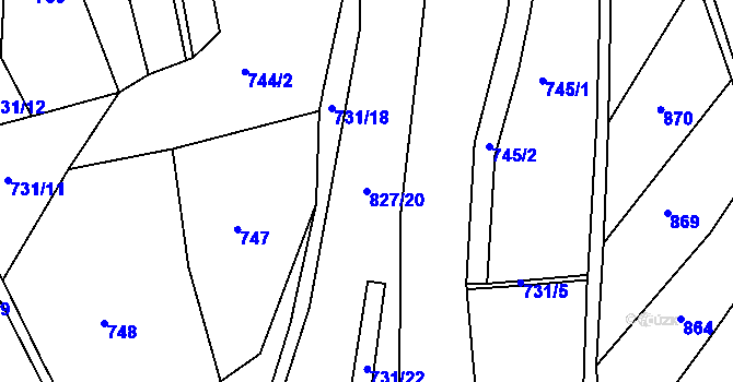 Parcela st. 827/20 v KÚ Mikulůvka, Katastrální mapa