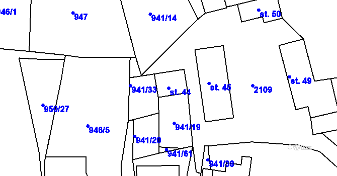 Parcela st. 44 v KÚ Mikulůvka, Katastrální mapa