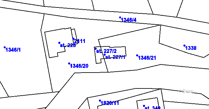 Parcela st. 227/1 v KÚ Mikulůvka, Katastrální mapa