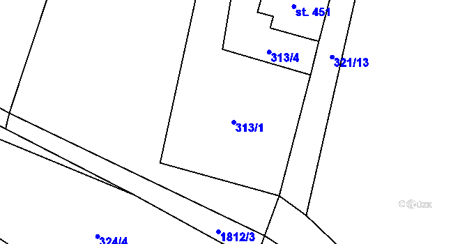 Parcela st. 313/1 v KÚ Mikulůvka, Katastrální mapa