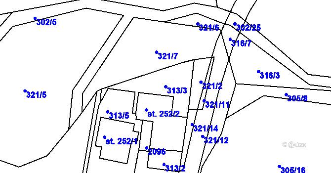 Parcela st. 313/3 v KÚ Mikulůvka, Katastrální mapa