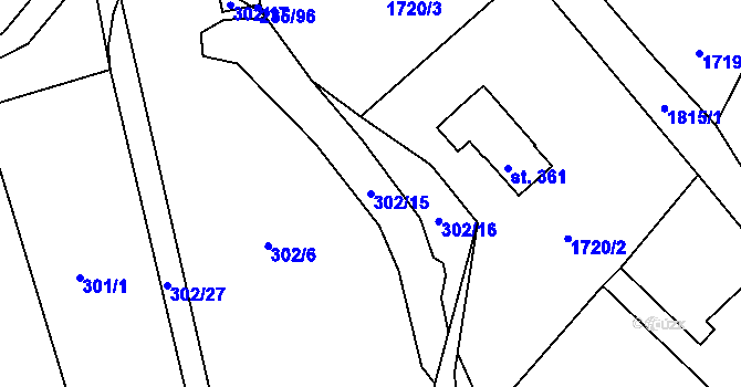 Parcela st. 302/15 v KÚ Mikulůvka, Katastrální mapa
