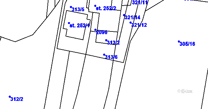Parcela st. 313/6 v KÚ Mikulůvka, Katastrální mapa