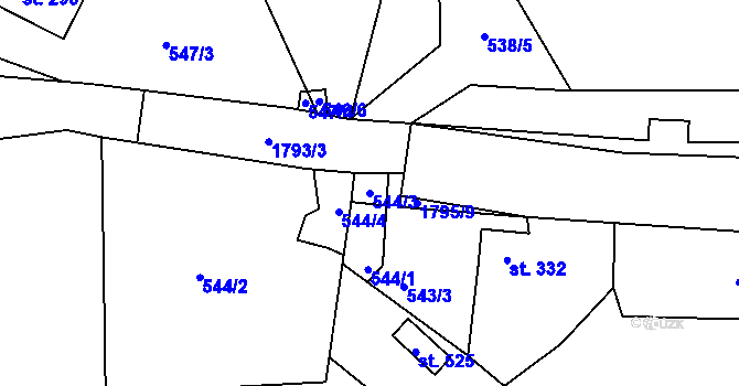 Parcela st. 544/3 v KÚ Mikulůvka, Katastrální mapa
