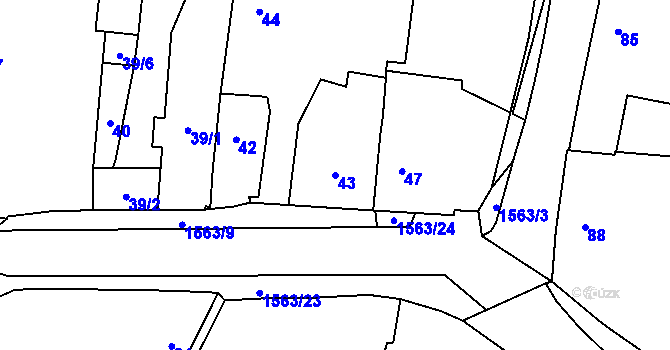 Parcela st. 43 v KÚ Milavče, Katastrální mapa