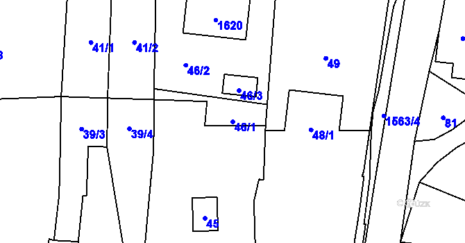 Parcela st. 46/1 v KÚ Milavče, Katastrální mapa