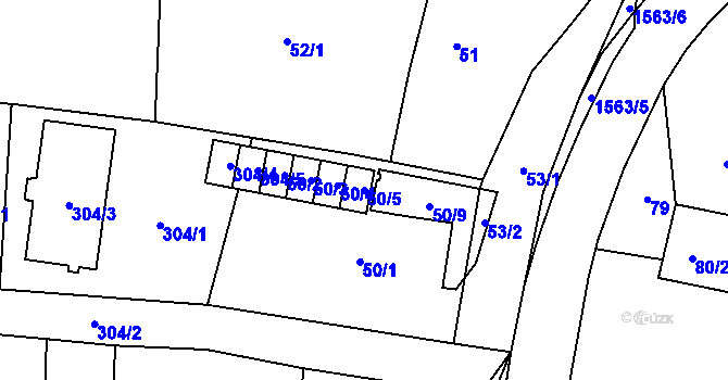 Parcela st. 50/5 v KÚ Milavče, Katastrální mapa