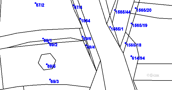 Parcela st. 69/4 v KÚ Milavče, Katastrální mapa