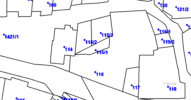 Parcela st. 115/1 v KÚ Milavče, Katastrální mapa