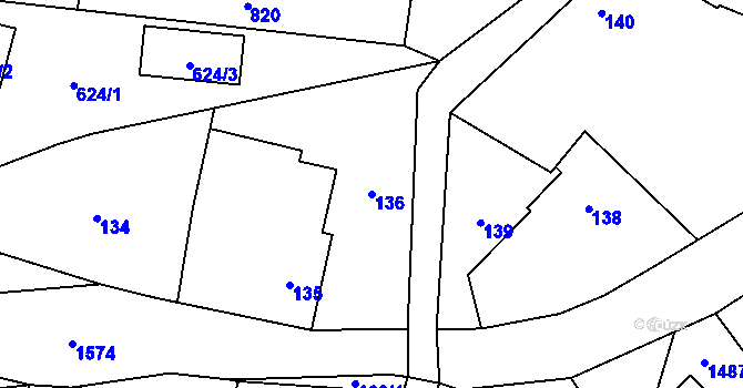 Parcela st. 136 v KÚ Milavče, Katastrální mapa