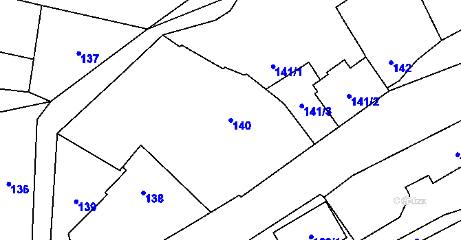Parcela st. 140 v KÚ Milavče, Katastrální mapa