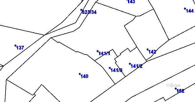 Parcela st. 141/1 v KÚ Milavče, Katastrální mapa