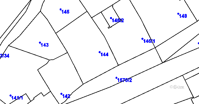 Parcela st. 144 v KÚ Milavče, Katastrální mapa