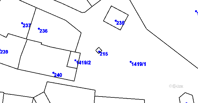 Parcela st. 215 v KÚ Milavče, Katastrální mapa