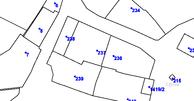 Parcela st. 237 v KÚ Milavče, Katastrální mapa