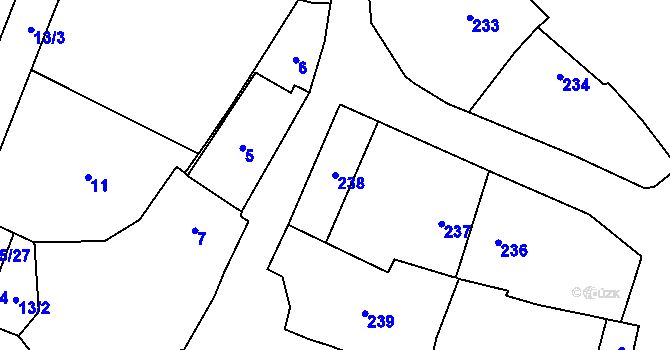 Parcela st. 238 v KÚ Milavče, Katastrální mapa