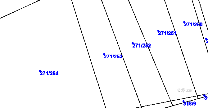 Parcela st. 271/253 v KÚ Milavče, Katastrální mapa