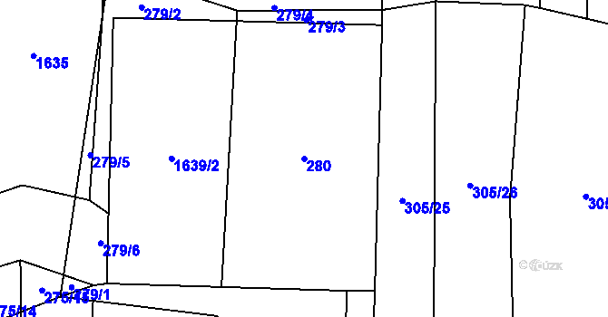 Parcela st. 280 v KÚ Milavče, Katastrální mapa