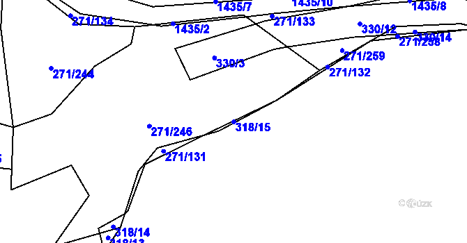 Parcela st. 318/15 v KÚ Milavče, Katastrální mapa