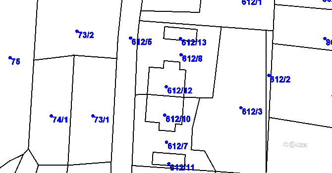 Parcela st. 612/12 v KÚ Milavče, Katastrální mapa