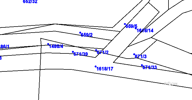 Parcela st. 671/2 v KÚ Milavče, Katastrální mapa