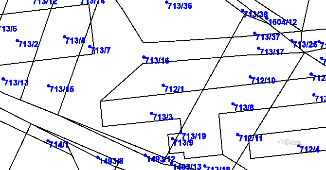 Parcela st. 712/1 v KÚ Milavče, Katastrální mapa