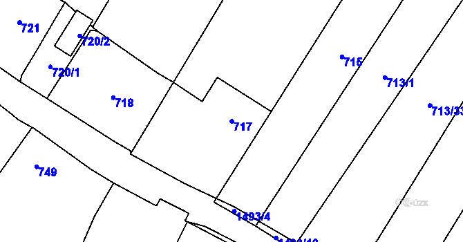 Parcela st. 717 v KÚ Milavče, Katastrální mapa