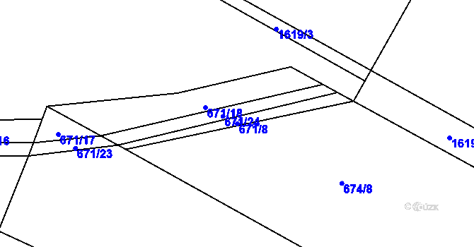 Parcela st. 671/8 v KÚ Milavče, Katastrální mapa