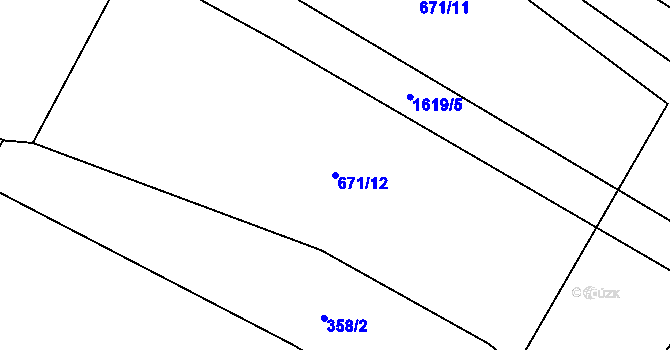 Parcela st. 671/12 v KÚ Milavče, Katastrální mapa