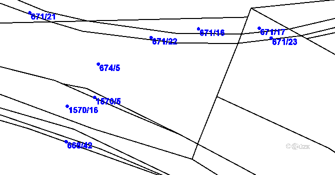 Parcela st. 671/13 v KÚ Milavče, Katastrální mapa
