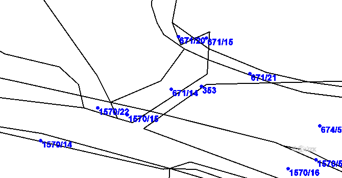 Parcela st. 671/14 v KÚ Milavče, Katastrální mapa