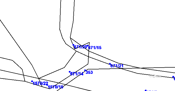 Parcela st. 671/15 v KÚ Milavče, Katastrální mapa