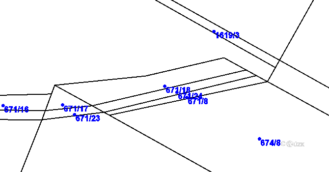 Parcela st. 671/18 v KÚ Milavče, Katastrální mapa