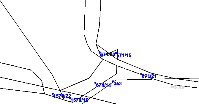 Parcela st. 671/20 v KÚ Milavče, Katastrální mapa