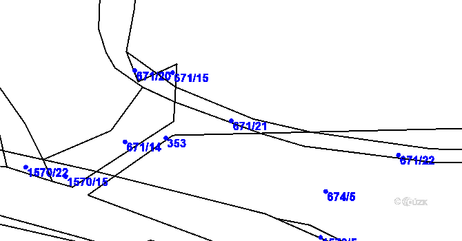 Parcela st. 671/21 v KÚ Milavče, Katastrální mapa