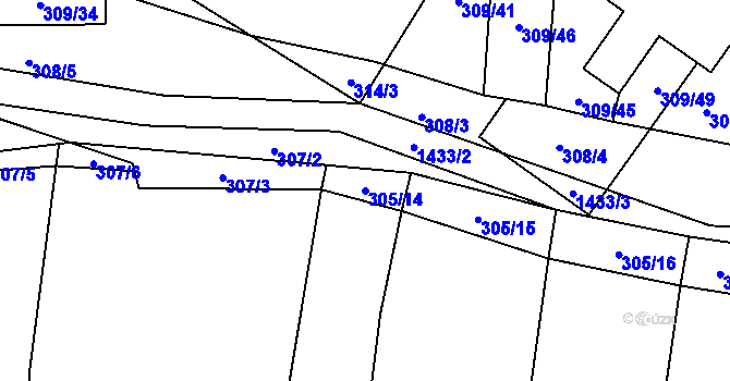 Parcela st. 305/14 v KÚ Milavče, Katastrální mapa
