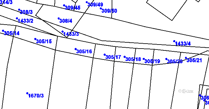 Parcela st. 305/17 v KÚ Milavče, Katastrální mapa