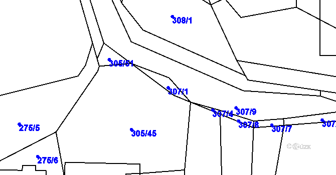 Parcela st. 307/1 v KÚ Milavče, Katastrální mapa