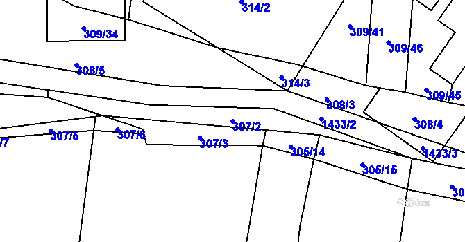 Parcela st. 307/2 v KÚ Milavče, Katastrální mapa